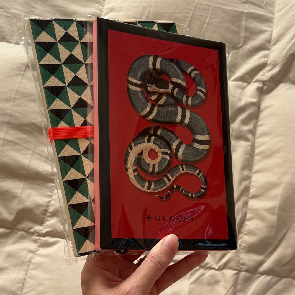 Gucci Red Snake Notebook & Green Geometric Notebook Set Limited Edition - Picture 7 of 9